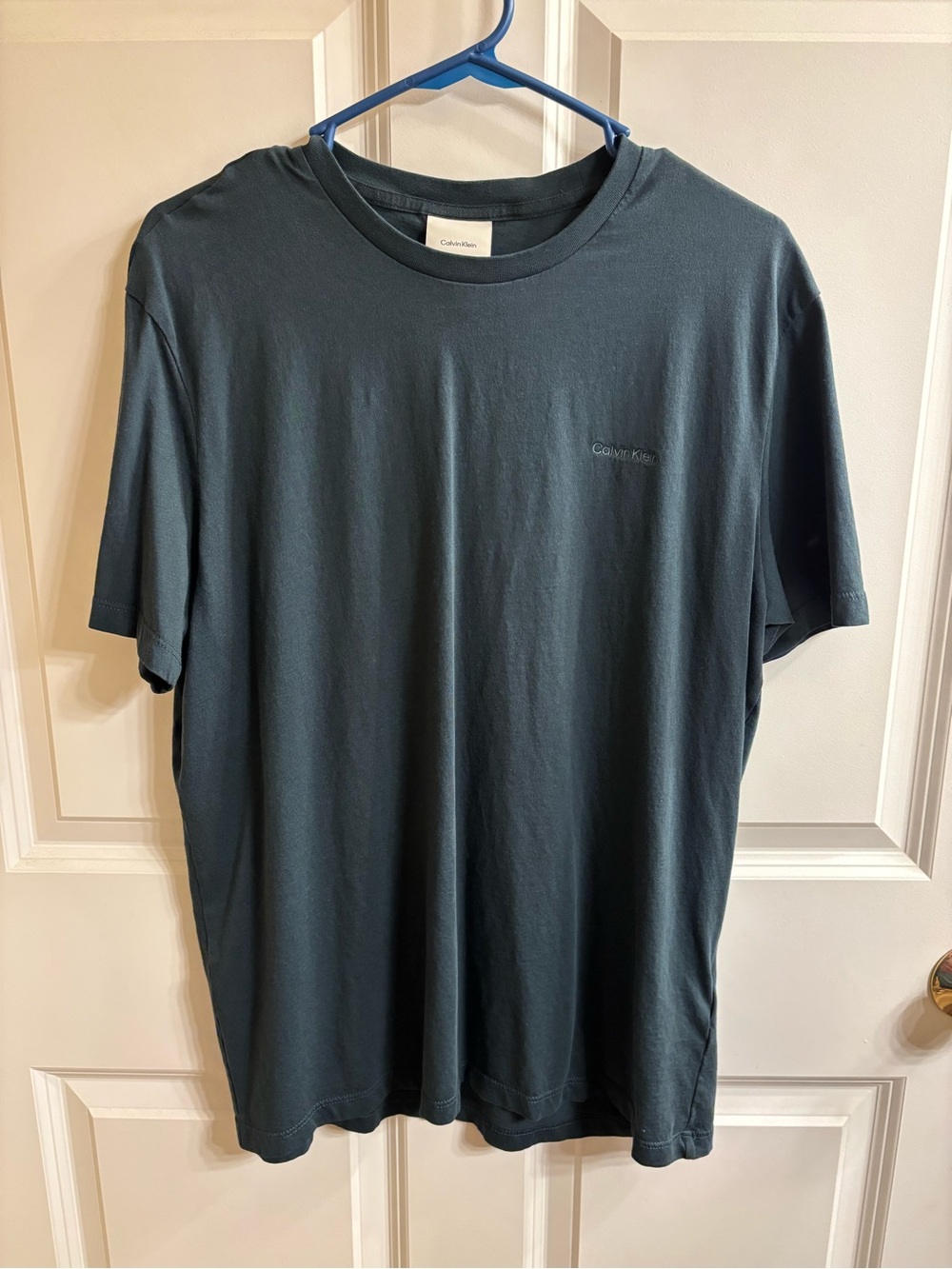 Calvin Klein Men's Short Sleeve Crew Tee in Teal-Blue